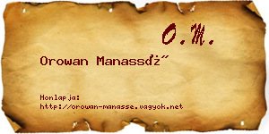Orowan Manassé névjegykártya